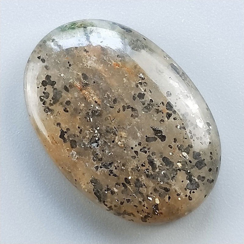 Pietra di Sole Nera Naturale Forma Ovale Piatto Cabochon Liscio Fatto a Mano 30X21X7mm 8,30gm 1pz