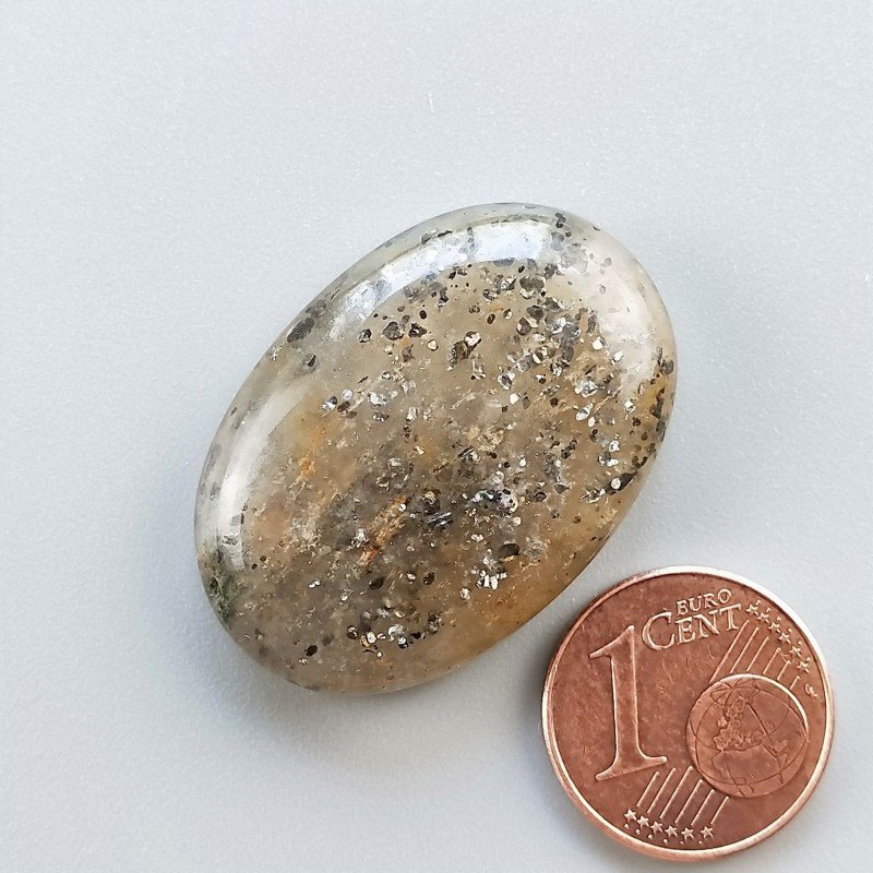 Pietra di Sole Nera Naturale Forma Ovale Piatto Cabochon Liscio Fatto a Mano 30X21X7mm 8,30gm 1pz