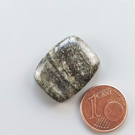 Pietra di Sole Nera Naturale Forma Cuscino Piatto Cabochon Liscio Fatto a Mano 22X17X6mm 4,70gm 1pz