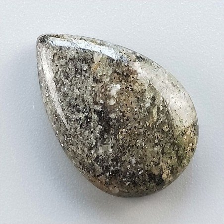 Pietra di Sole Nera Naturale Forma Goccia Piatto Cabochon Liscio Fatto a Mano 24X16X6mm 4,50gm 1pz