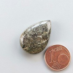 Pietra di Sole Nera Naturale Forma Goccia Piatto Cabochon Liscio Fatto a Mano 24X16X6mm 4,50gm 1pz