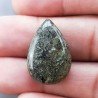 Pietra di Sole Nera Naturale Forma Goccia Piatto Cabochon Liscio Fatto a Mano 24X16X6mm 4,50gm 1pz
