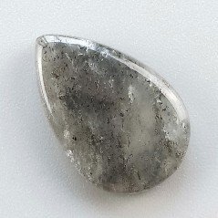 Pietra di Sole Nera Naturale Forma Goccia Piatto Cabochon Liscio Fatto a Mano 22X14X5mm 2,62gm 1pz