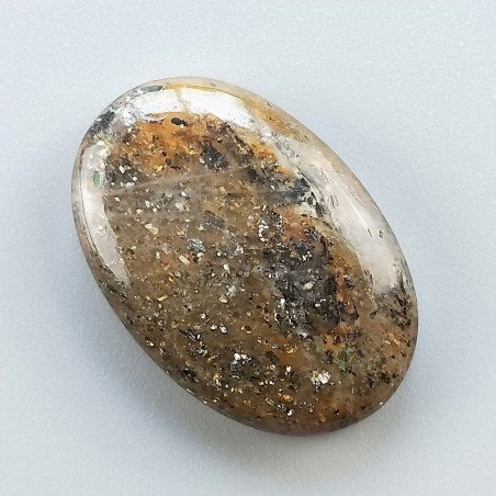 Pietra di Sole Nera Naturale Forma Ovale Piatto Cabochon Liscio Fatto a Mano 29X19X6mm 6,50gm 1pz