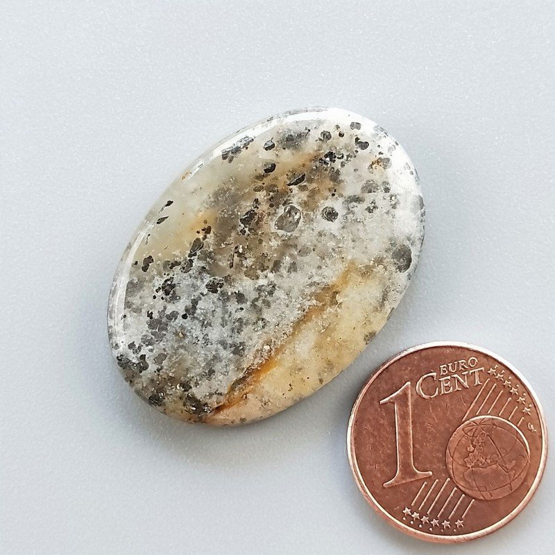 Pietra di Sole Nera Naturale Forma Ovale Piatto Cabochon Liscio Fatto a Mano 29X21X5mm 5,80gm 1pz