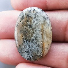 Pietra di Sole Nera Naturale Forma Ovale Piatto Cabochon Liscio Fatto a Mano 29X21X5mm 5,80gm 1pz