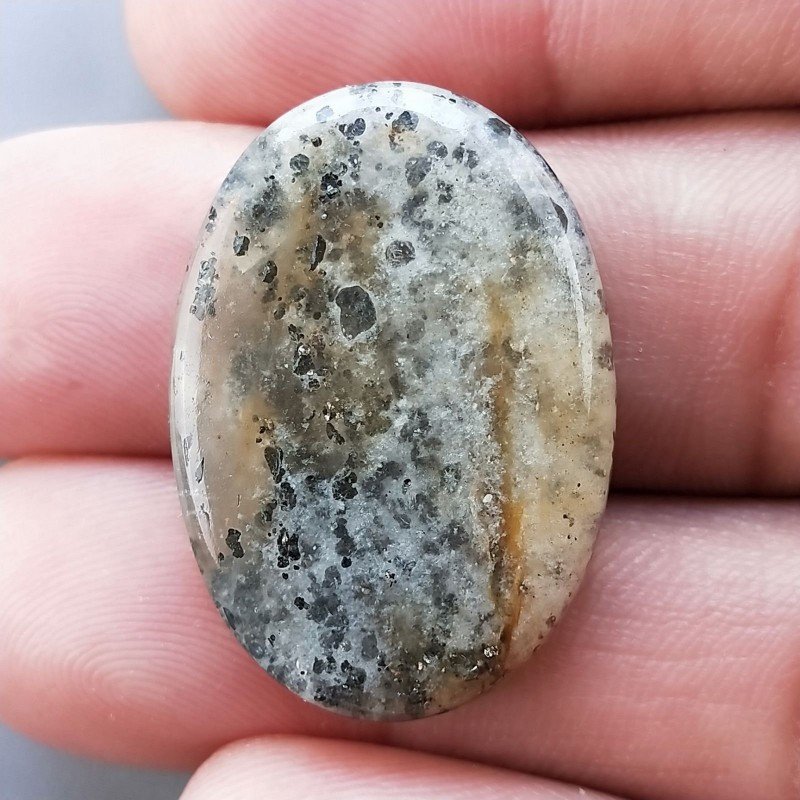 Pietra di Sole Nera Naturale Forma Ovale Piatto Cabochon Liscio Fatto a Mano 29X21X5mm 5,80gm 1pz