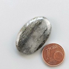 Pietra di Sole Nera Naturale Forma Ovale Piatto Cabochon Liscio Fatto a Mano 30X19X6mm 6,05gm 1pz