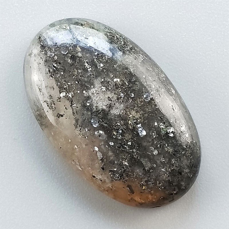 Pietra di Sole Nera Naturale Forma Ovale Piatto Cabochon Liscio Fatto a Mano 29X17X6mm 5,68gm 1pz