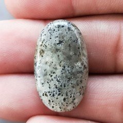 Pietra di Sole Nera Naturale Forma Ovale Piatto Cabochon Liscio Fatto a Mano 26X16X5mm 3,80gm 1pz