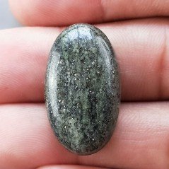 Pietra di Sole Nera Naturale Forma Ovale Piatto Cabochon Liscio Fatto a Mano 27X16X7mm 5,50gm 1pz