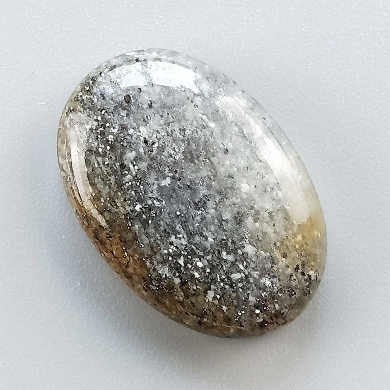 Pietra di Sole Nera Naturale Forma Ovale Piatto Cabochon Liscio Fatto a Mano 26X18X6mm 5,35gm 1pz