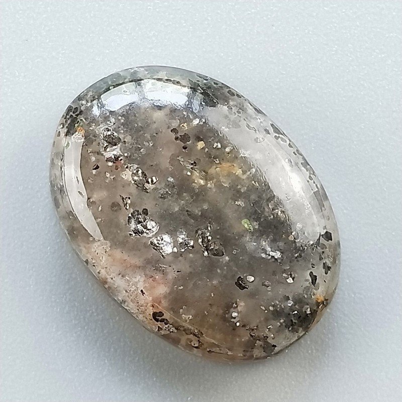 Pietra di Sole Nera Naturale Forma Ovale Piatto Cabochon Liscio Fatto a Mano 23X16X7mm 4,70gm 1pz