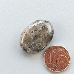 Pietra di Sole Nera Naturale Forma Ovale Piatto Cabochon Liscio Fatto a Mano 23X16X7mm 4,70gm 1pz