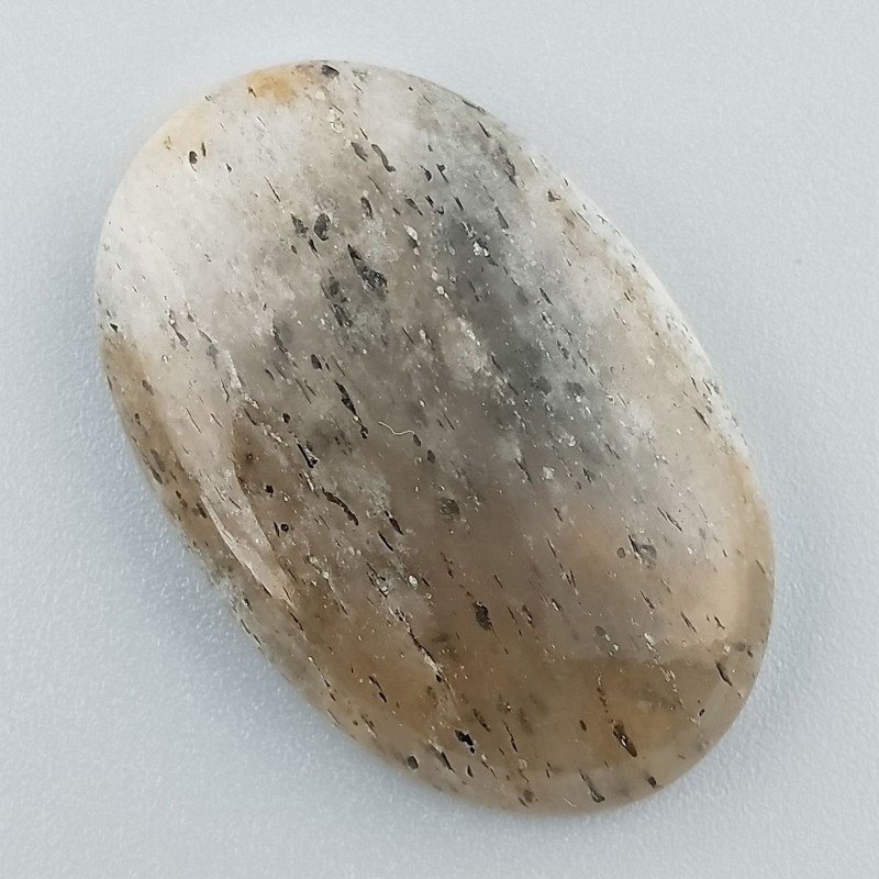 Pietra di Sole Nera Naturale Forma Ovale Piatto Cabochon Liscio Fatto a Mano 36X24X6mm 10,43gm 1pz