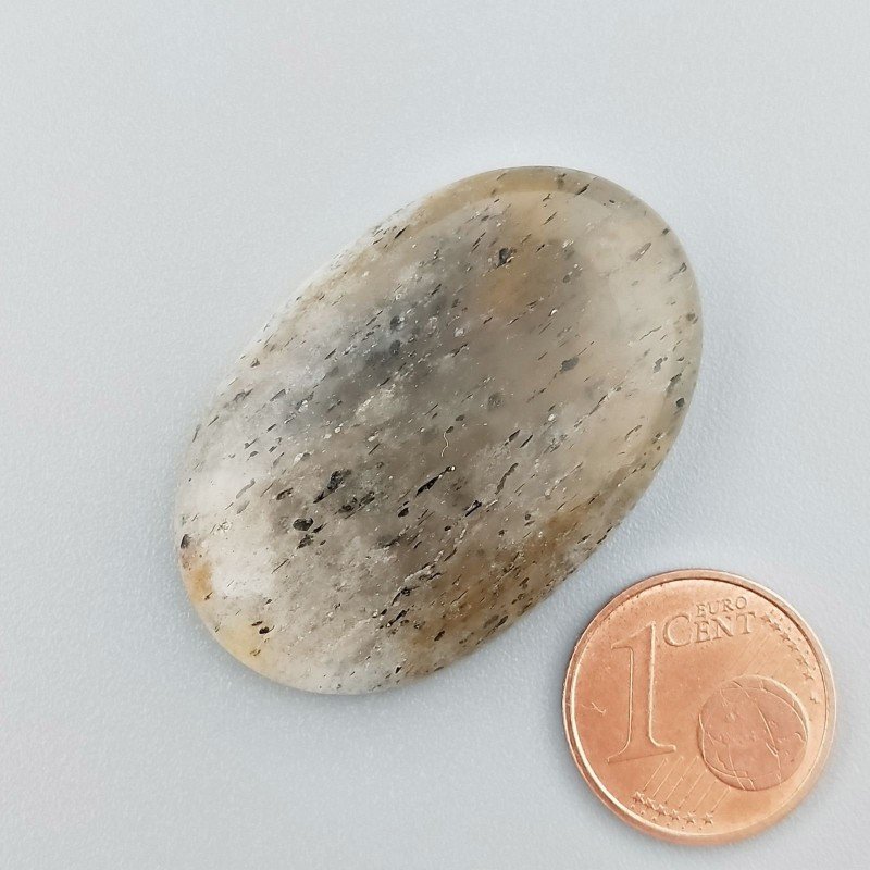 Pietra di Sole Nera Naturale Forma Ovale Piatto Cabochon Liscio Fatto a Mano 36X24X6mm 10,43gm 1pz