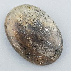 Pietra di Sole Nera Naturale Forma Ovale Piatto Cabochon Liscio Fatto a Mano 34X24X6mm 9,10gm 1pz