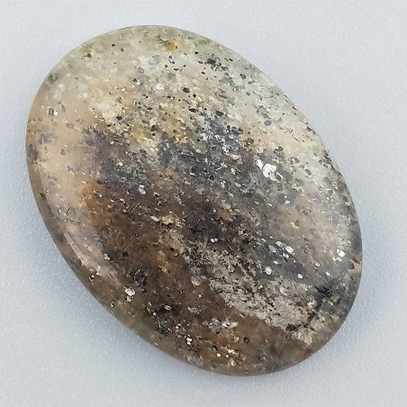Pietra di Sole Nera Naturale Forma Ovale Piatto Cabochon Liscio Fatto a Mano 34X24X6mm 9,10gm 1pz