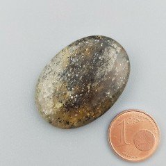 Pietra di Sole Nera Naturale Forma Ovale Piatto Cabochon Liscio Fatto a Mano 34X24X6mm 9,10gm 1pz