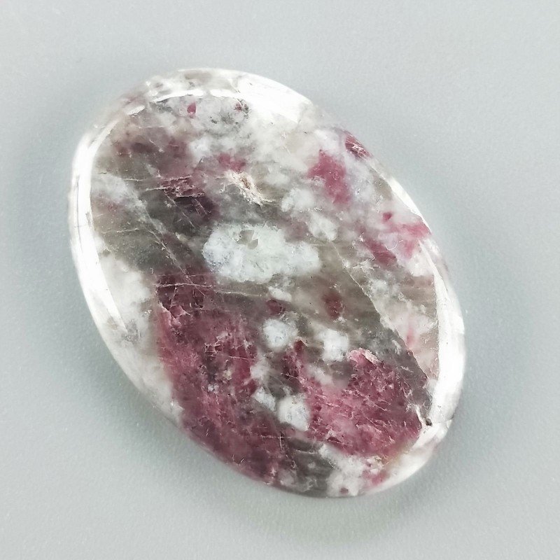 Lepidolite Naturale Forma Ovale Piatto Cabochon Liscio Fatto a Mano 37X26mm 9,65gm 1pz