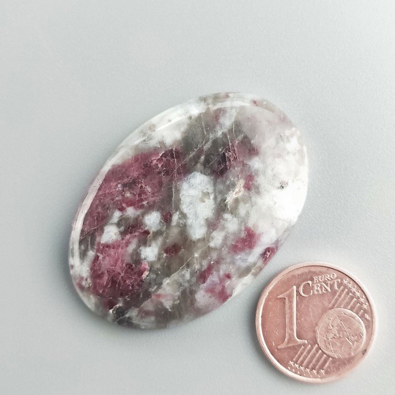 Cabochon di Lepidolite Naturale Ovale, Piatto e Liscio, 37x26 mm, 9,65 g, Fatto a Mano
