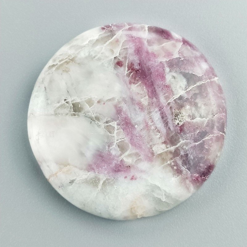 Lepidolite Naturale Forma Tondo Piatto Cabochon Liscio Fatto a Mano 35X35X5mm 11,85gm 1pz