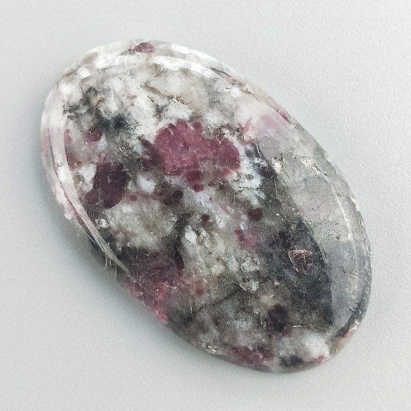 Lepidolite Naturale Forma Ovale Piatto Cabochon Liscio Fatto a Mano 40X24mm 9,35gm 1pz