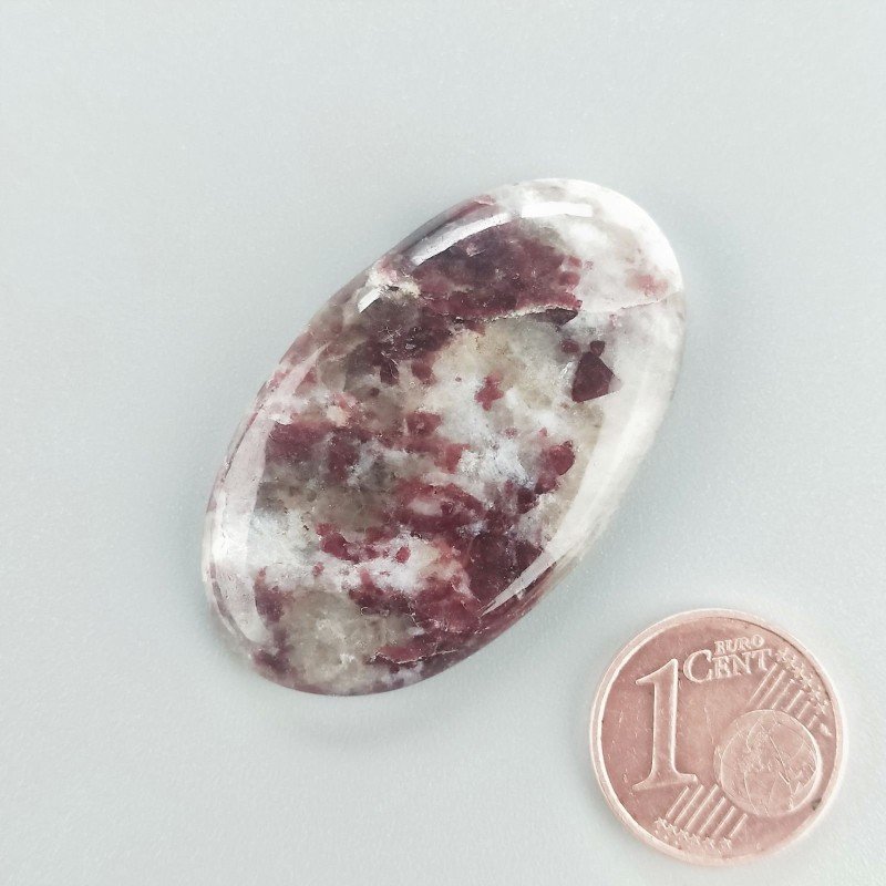 Cabochon di Lepidolite Naturale Ovale, Piatto e Liscio, 39x24 mm, 8,62 g, Fatto a Mano