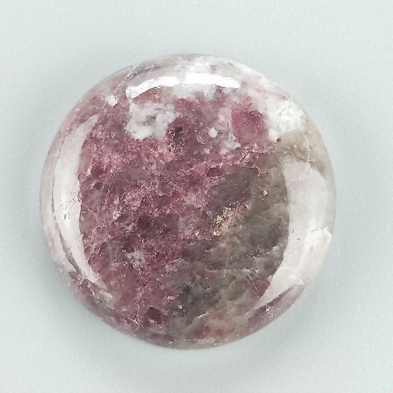 Lepidolite Naturale Forma Tondo Piatto Cabochon Liscio Fatto a Mano 27mm 8,18gm 1pz
