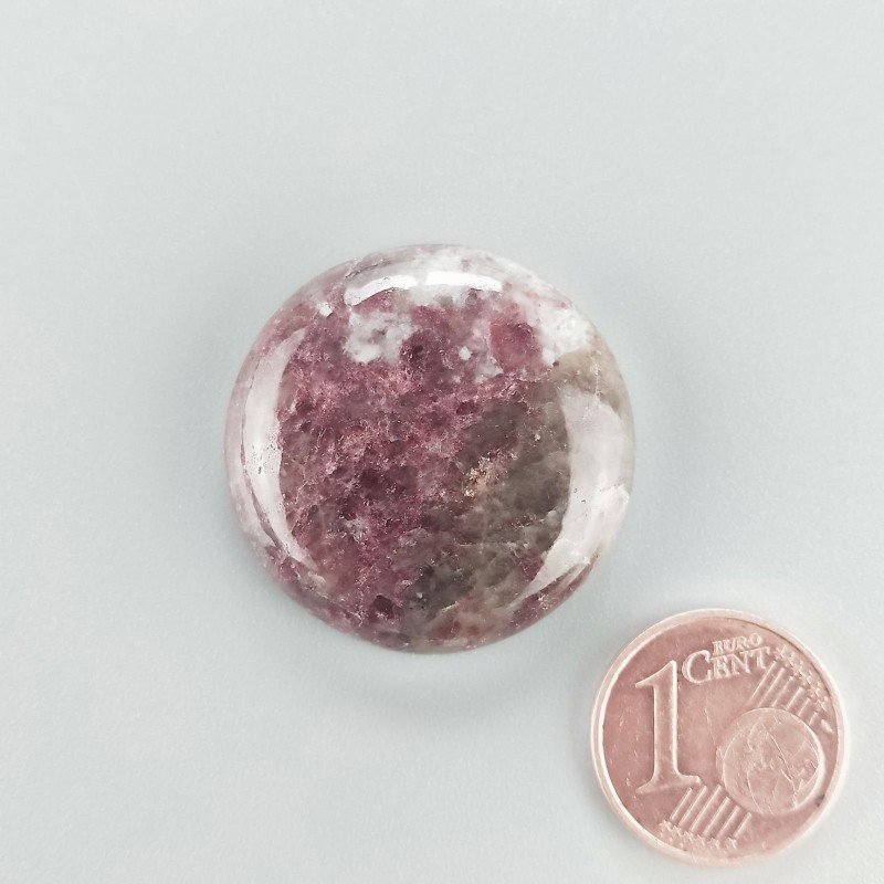 Cabochon di Lepidolite Naturale Tondo, Piatto e Liscio, 27 mm, 8,18 g, Fatto a Mano