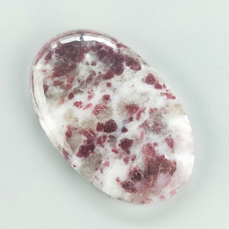 Lepidolite Naturale Forma Ovale Piatto Cabochon Liscio Fatto a Mano 38X24mm 9,56gm 1pz