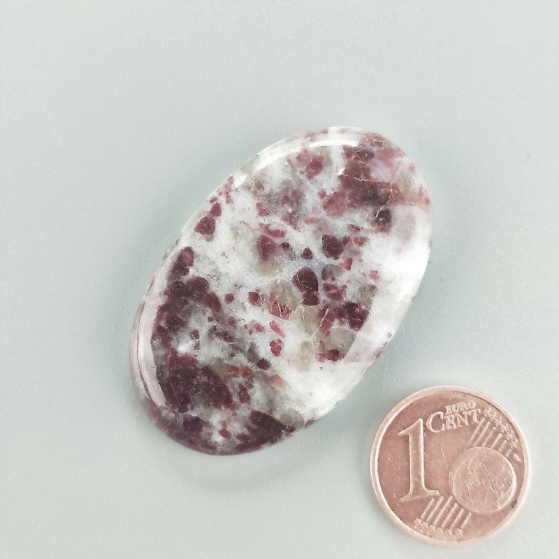 Cabochon di Lepidolite Naturale Ovale, Piatto e Liscio, 38x24 mm, 9,56 g, Fatto a Mano
