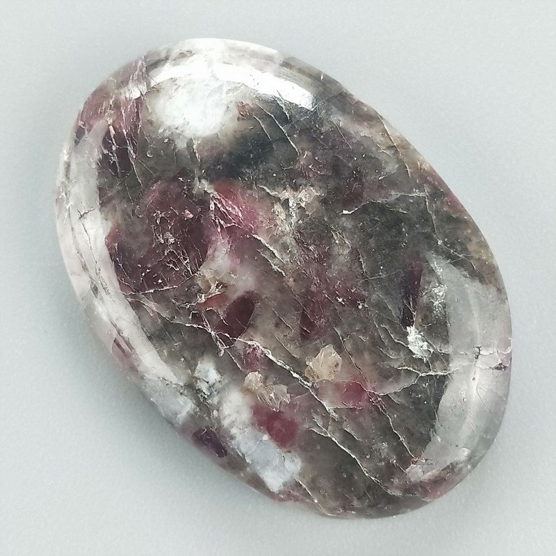 Lepidolite Naturale Forma Ovale Piatto Cabochon Liscio Fatto a Mano 36X25mm 10,45gm 1pz