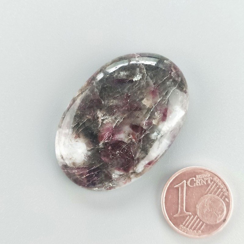 Cabochon di Lepidolite Naturale Ovale, Piatto e Liscio, 36x25 mm, 10,45 g, Fatto a Mano
