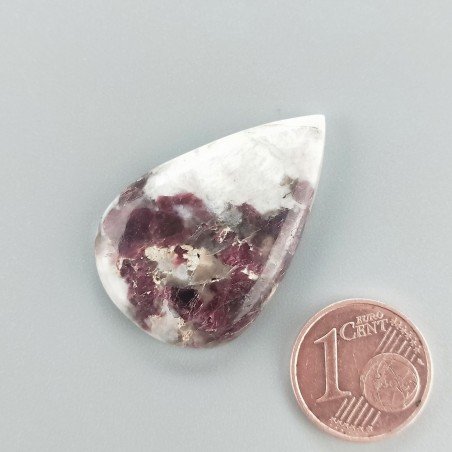 Cabochon di Lepidolite Naturale Goccia, Piatto e Liscio, 33x21x5 mm, 5,35 g, Fatto a Mano