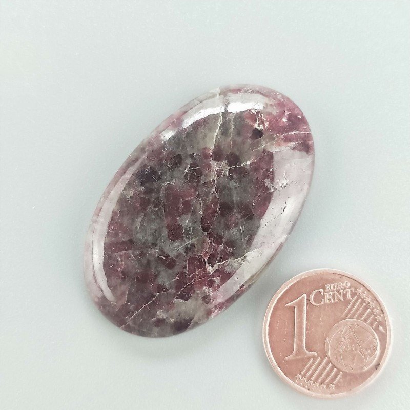 Cabochon di Lepidolite Naturale Ovale, Piatto e Liscio, 37x23 mm, 7,80 g, Fatto a Mano
