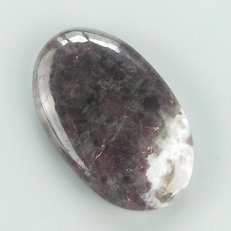 Lepidolite Naturale Forma Ovale Piatto Cabochon Liscio Fatto a Mano 33X21mm 7,03gm 1pz