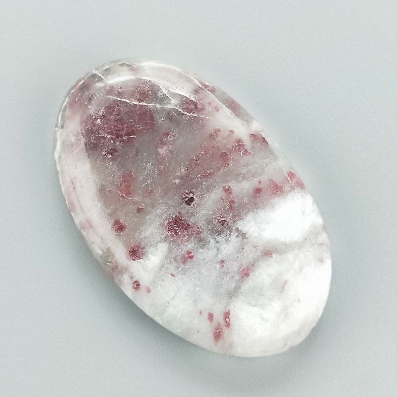 Lepidolite Naturale Forma Ovale Piatto Cabochon Liscio Fatto a Mano 38X23X6mm 9,40gm 1pz