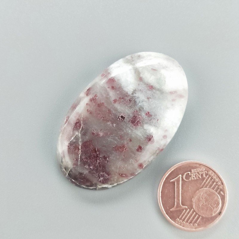 Cabochon di Lepidolite Naturale Ovale, Piatto e Liscio, 38x23x6 mm, 9,40 g, Fatto a Mano