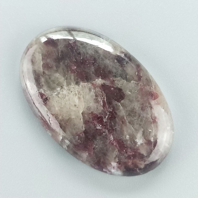 Lepidolite Naturale Forma Ovale Piatto Cabochon Liscio Fatto a Mano 39X25mm 10,98gm 1pz