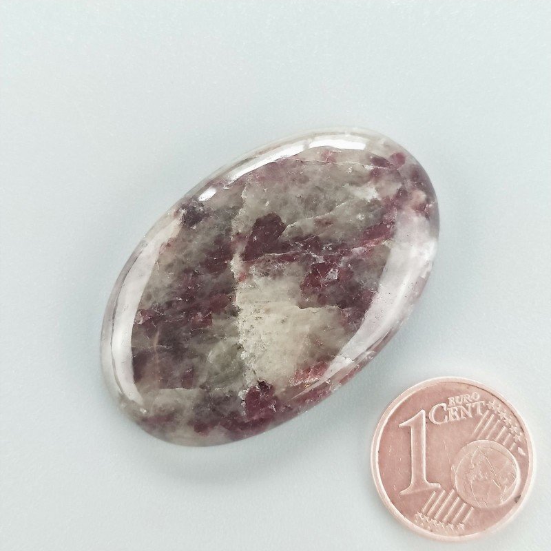 Cabochon di Lepidolite Naturale Ovale, Piatto e Liscio, 39x25 mm, 10,98 g, Fatto a Mano