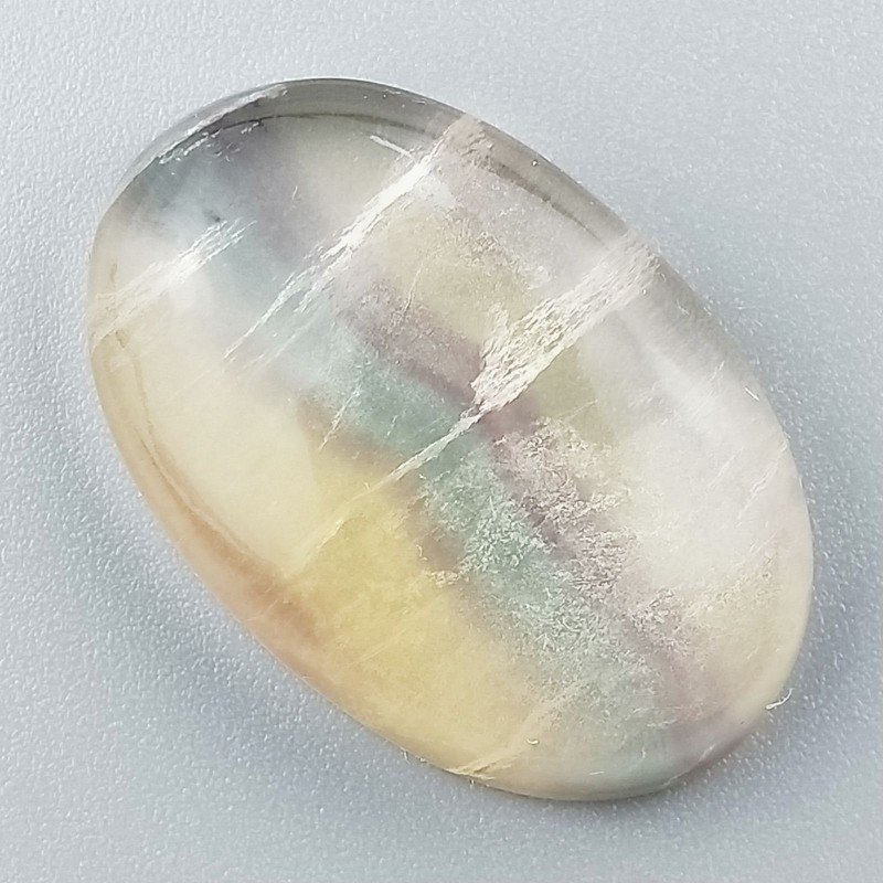 Fluorite Naturale Forma Ovale Piatto Cabochon Liscio Fatto a Mano 32X21X8mm 10,50gm 1pz