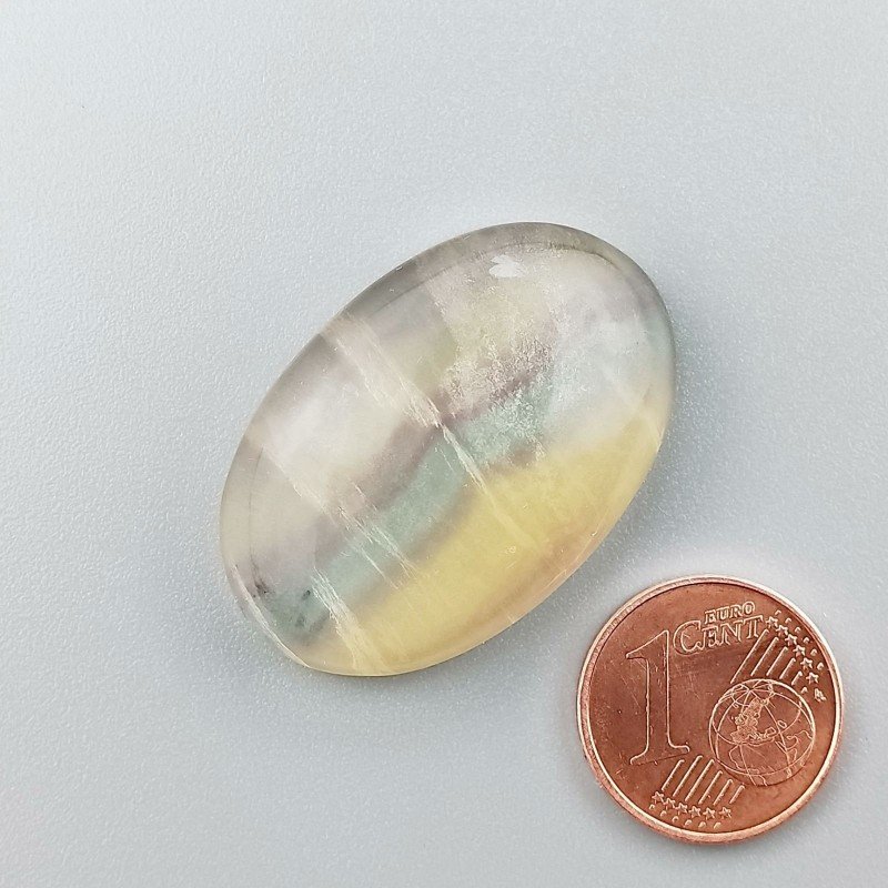 Cabochon di Fluorite Naturale Ovale, Piatto e Liscio, 32x21x8 mm, 10,50 g, Fatto a Mano