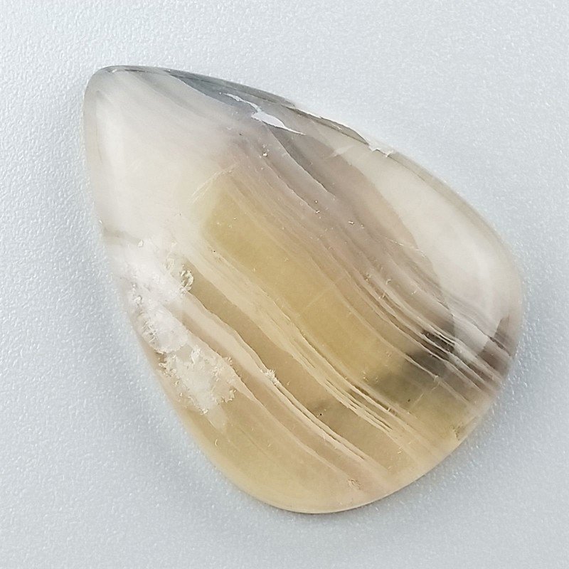 Fluorite Naturale Forma Goccia Piatto Cabochon Liscio Fatto a Mano 33X23X5mm 8,15gm 1pz