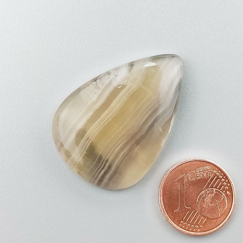 Fluorite Naturale Forma Goccia Piatto Cabochon Liscio Fatto a Mano 33X23X5mm 8,15gm 1pz