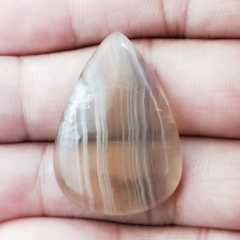 Fluorite Naturale Forma Goccia Piatto Cabochon Liscio Fatto a Mano 33X23X5mm 8,15gm 1pz