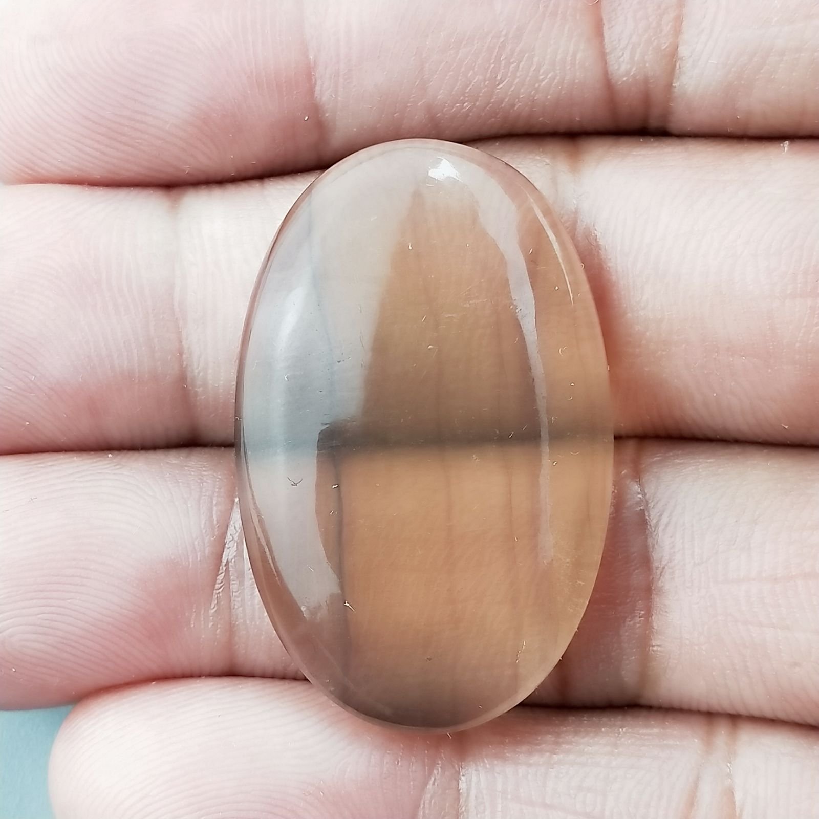 Fluorite Naturale Forma Ovale Piatto Cabochon Liscio Fatto a Mano 35X22X6mm 8,95gm 1pz