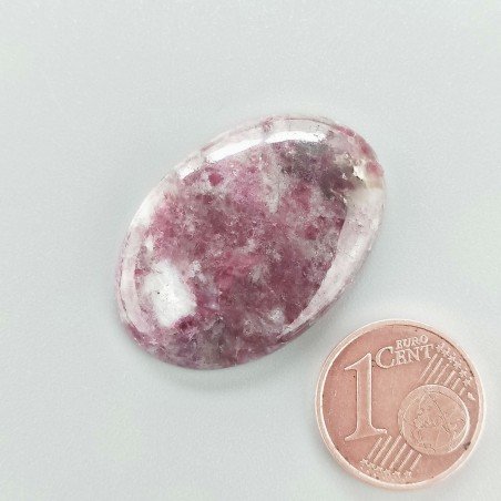 Cabochon di Lepidolite Naturale Ovale, Piatto e Liscio, 30x21 mm, 4,22 g, Fatto a Mano