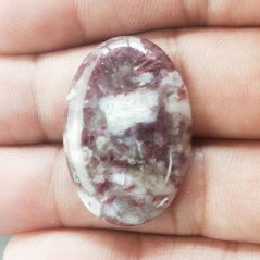 Lepidolite Naturale Forma Ovale  Piatto Cabochon Liscio Fatto a Mano 30X21mm 5,07gm 1pz