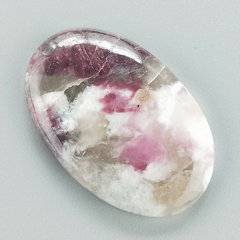 Lepidolite Naturale Forma Ovale Piatto Cabochon Liscio Fatto a Mano 30X19X4mm 4,25gm 1pz